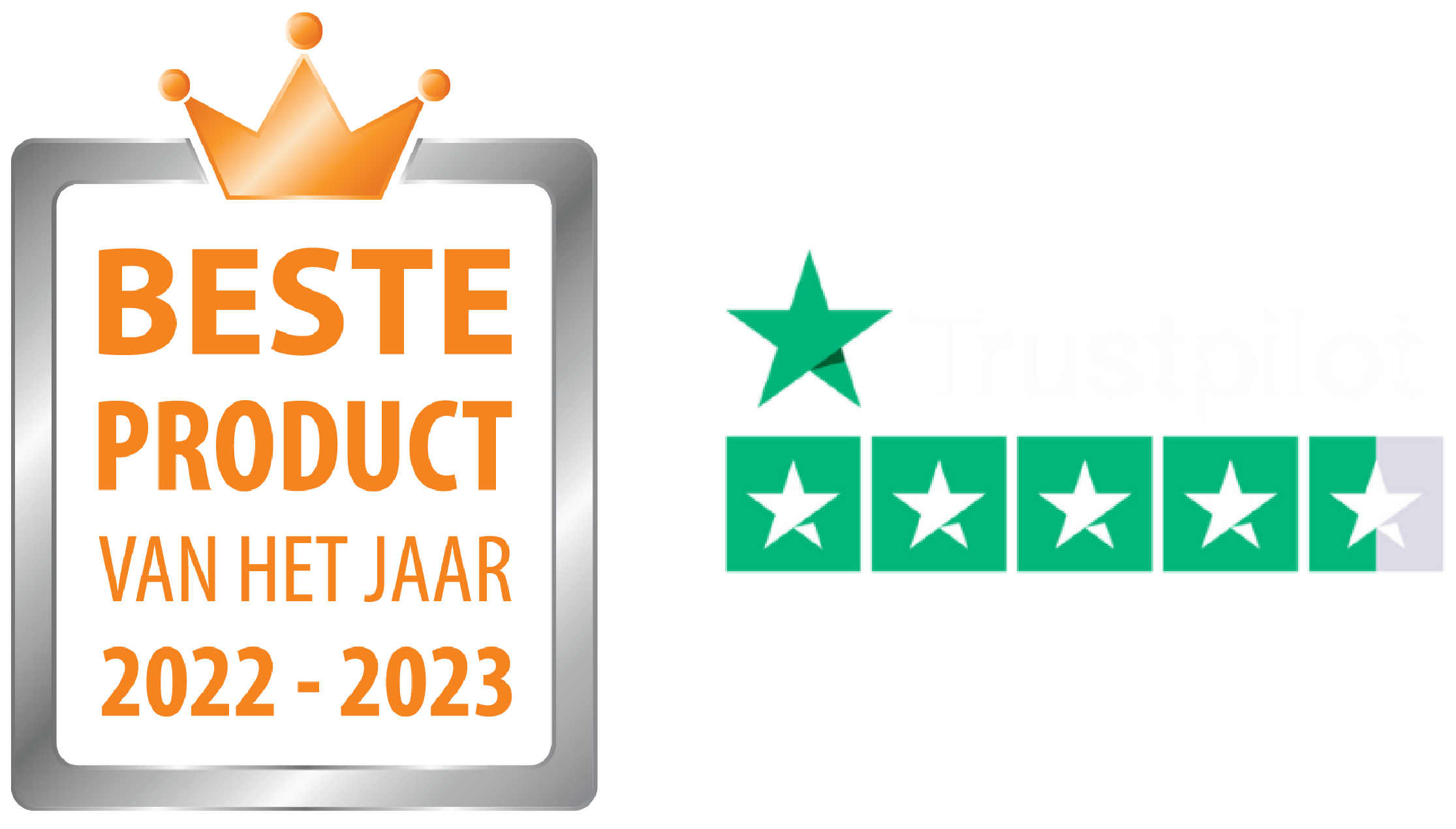 Beste product van het jaar en Trustpilot logo